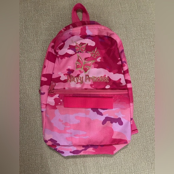 Navy Princess Pink Camouflage Kids Backpack - Picture 1 of 4